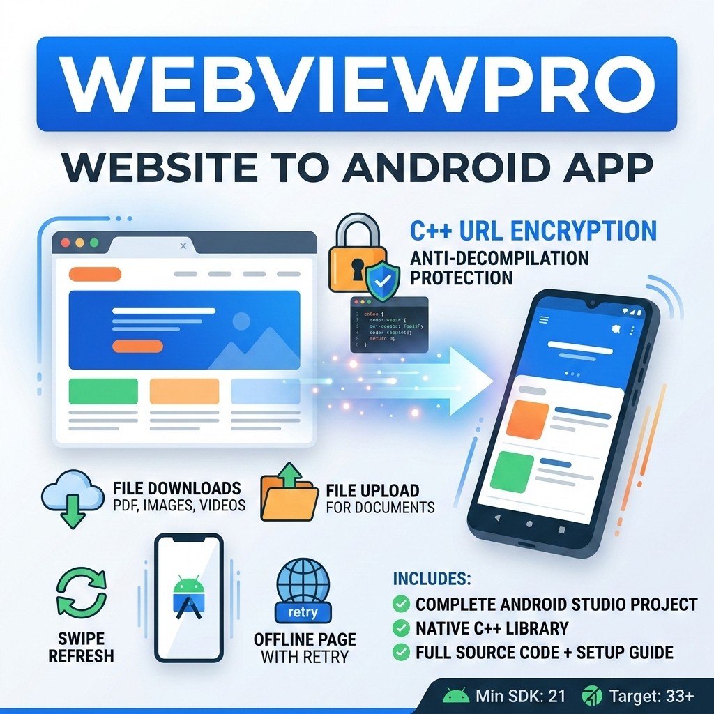 WebViewPro - Secure Native WebView App with C++ Encryption